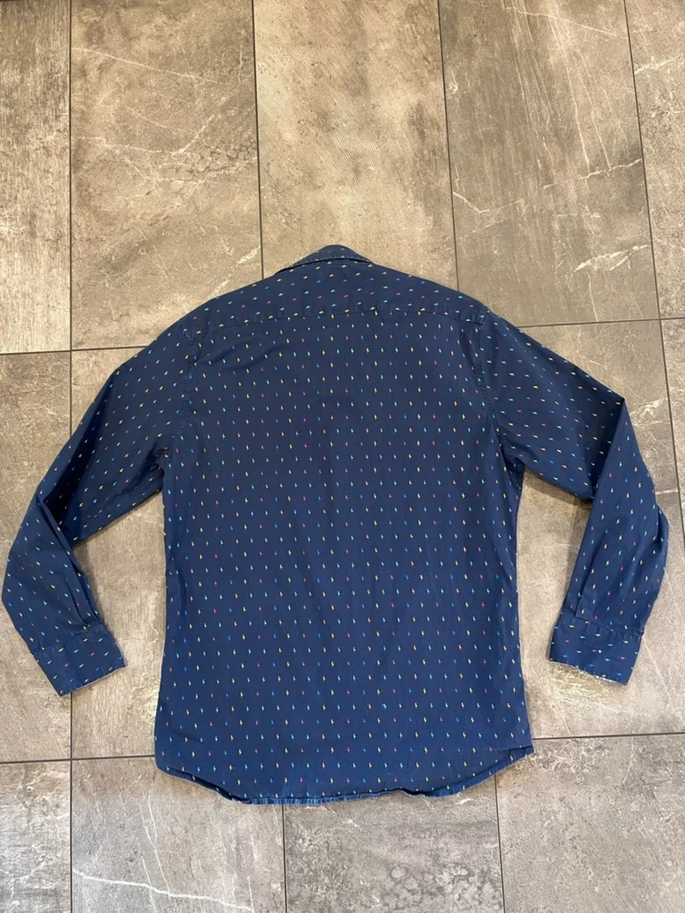 Tailorbyrd Men's Navy Micro-Print Button-Down Shirt size Large like new